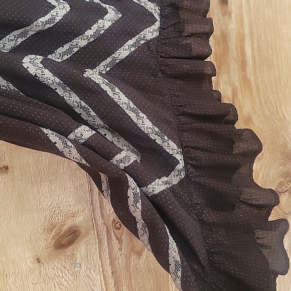 Free People Black and Gray Voile Lace Trapeze Slip Dress Size XSmall - Picture 3 of 6